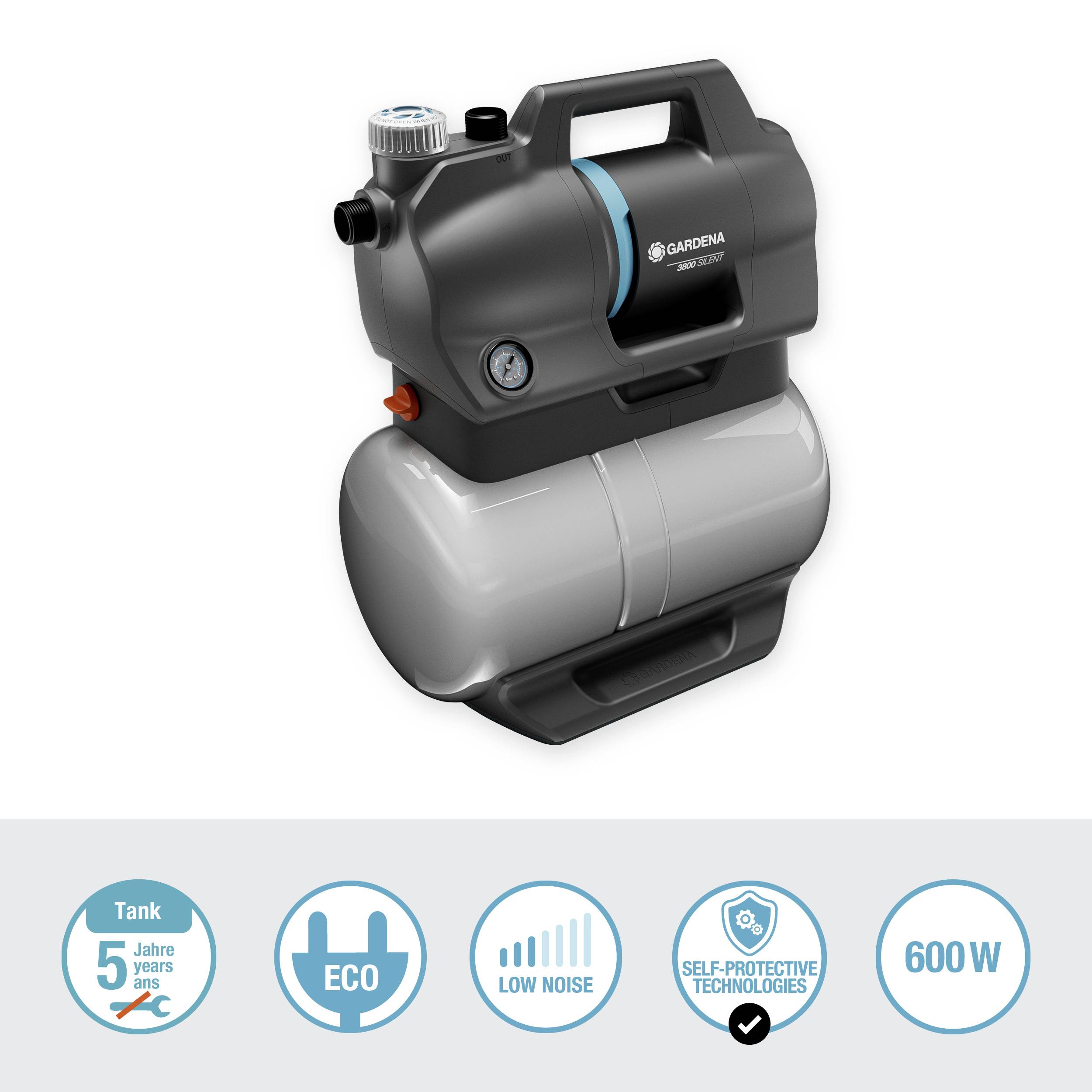 GARDENA 09064-61 3800 Silent Hauswasserwerk 230V 3800 l/h
