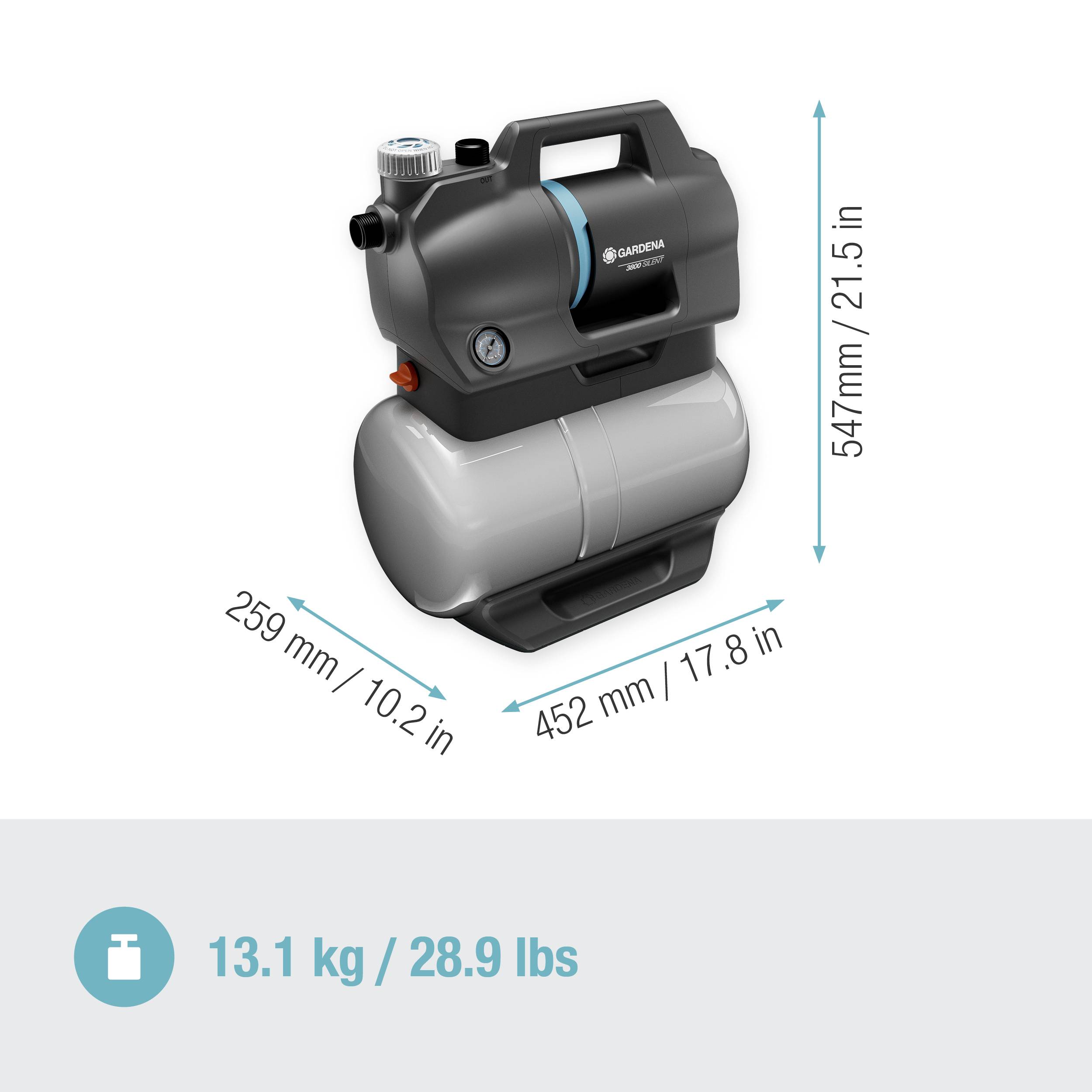 GARDENA 09064-61 3800 Silent Hauswasserwerk 230V 3800 l/h