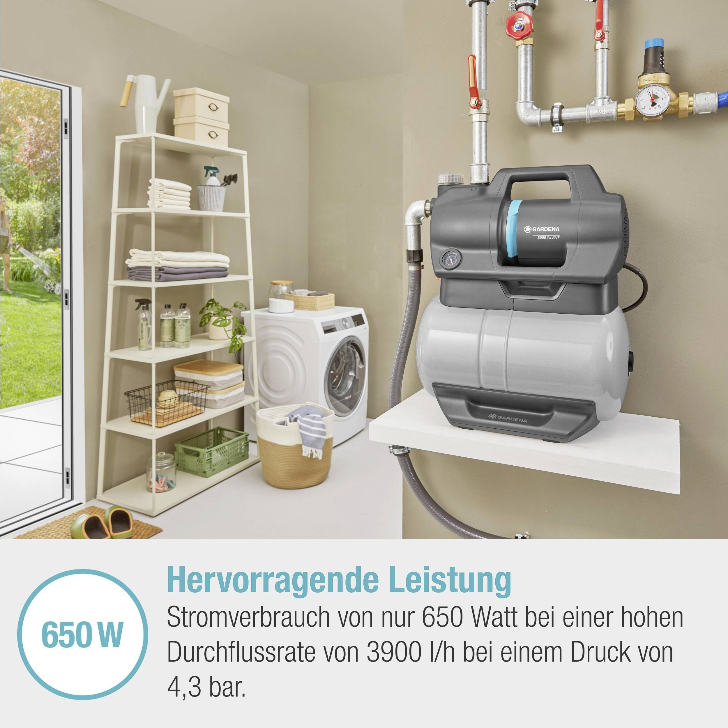 GARDENA 09066-61 3900 Silent Hauswasserwerk 230 V 3900 l/h