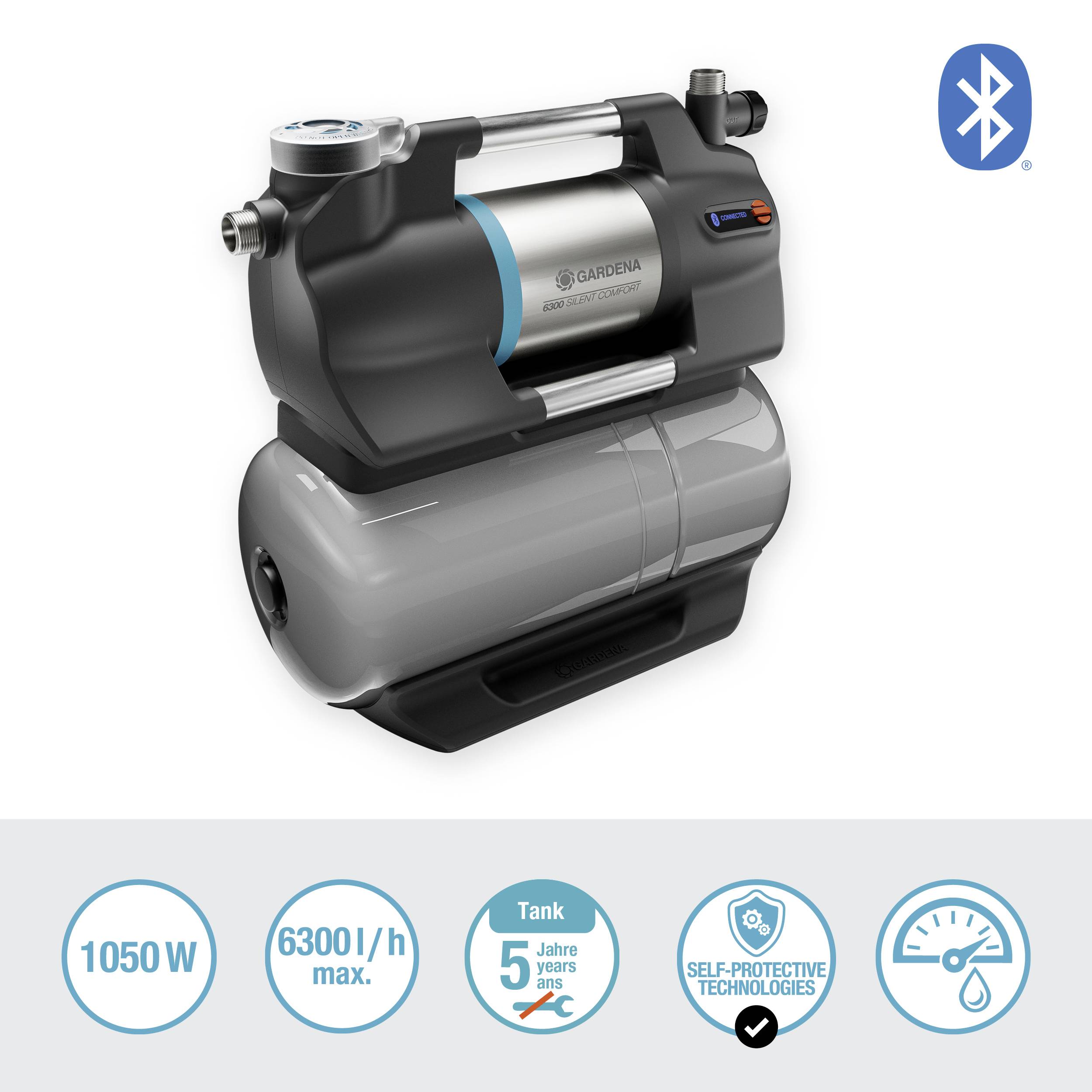 GARDENA 09068-61 6300 SilentComfort Hauswasserwerk 230 V 6300 l/h