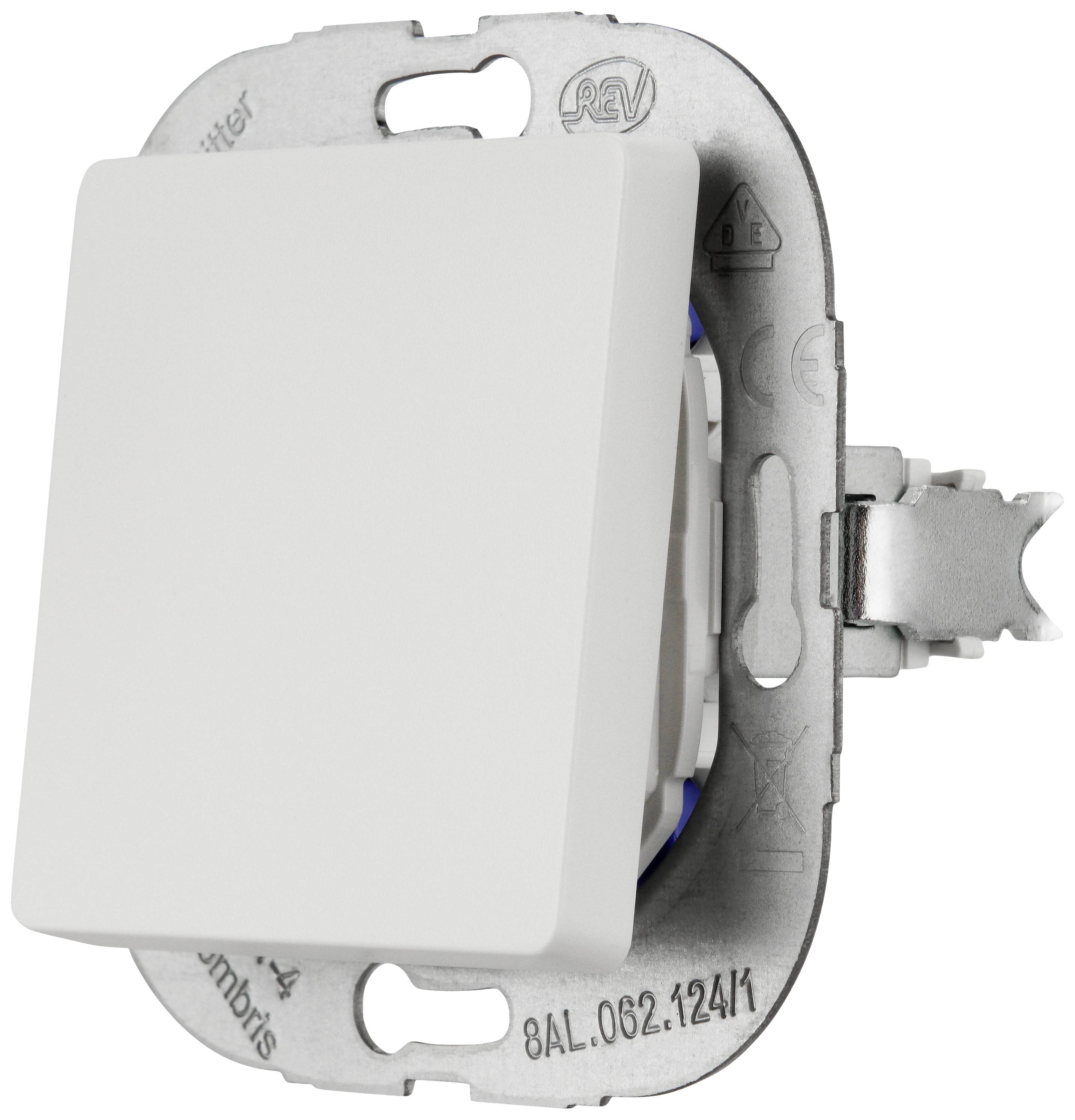 Lichtschalter in Nahaufnahme, montiert an einem Metallrahmen.