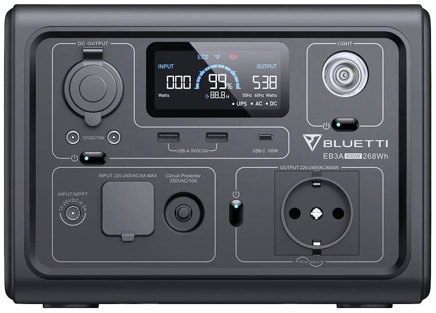 Bluetti EB3A+PV120 Powerstation LiFePO 4 Schwarz