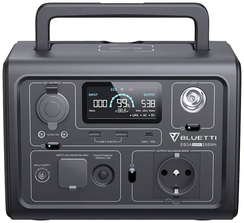 Bluetti EB3A Powerstation LiFePO 4 Schwarz ohne Laderegler