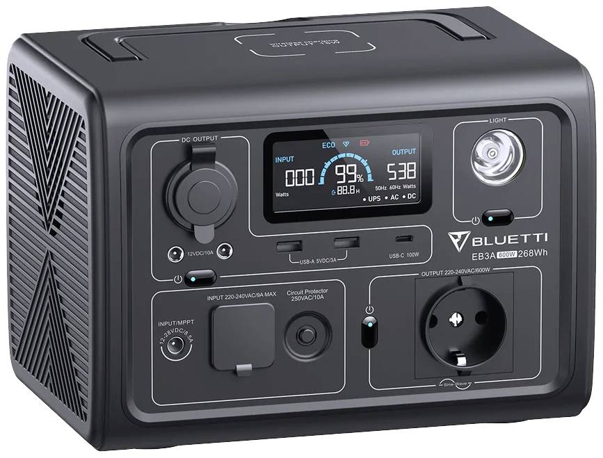 Bluetti EB3A Powerstation LiFePO 4 Schwarz ohne Laderegler