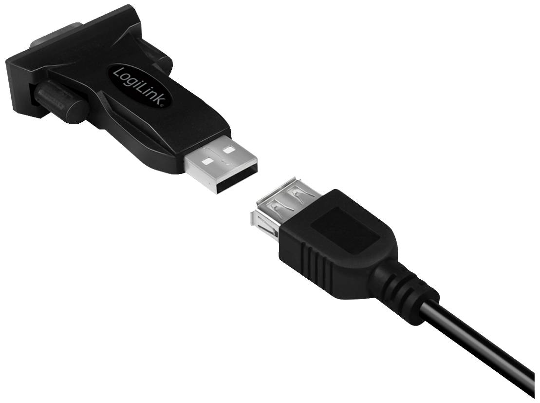 LogiLink Seriell Adapter [1x USB 2.0 Stecker A - 1x RS232-Stecker] Schwarz