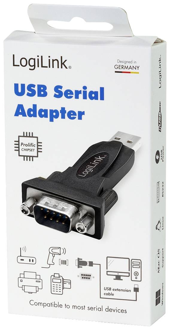 LogiLink Seriell Adapter [1x USB 2.0 Stecker A - 1x RS232-Stecker] Schwarz
