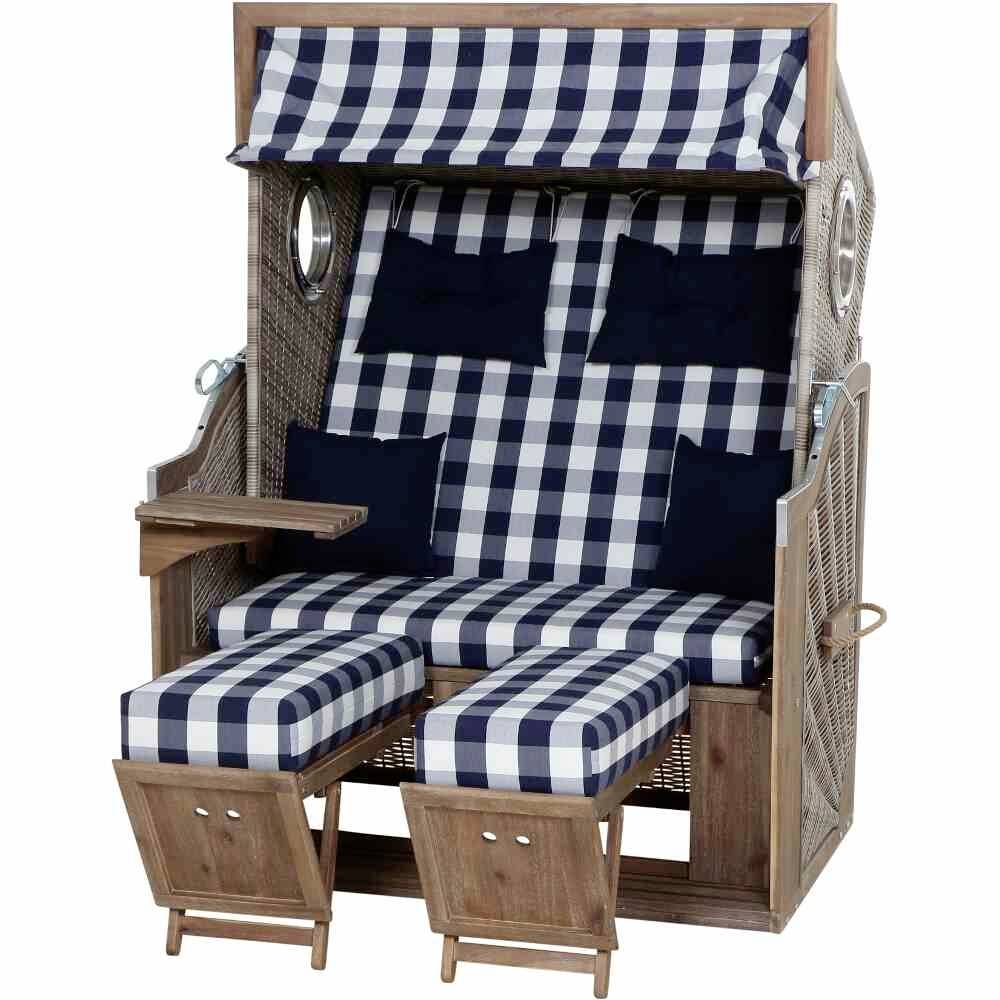 Trendy by deVries 3584274322AF Strandkorb Greenline135+,743 PE antique white, Akazie FSC 100%, mit Bullauge