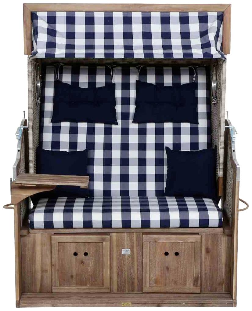 Trendy by deVries 3584274322AF Strandkorb Greenline135+,743 PE antique white, Akazie FSC 100%, mit Bullauge