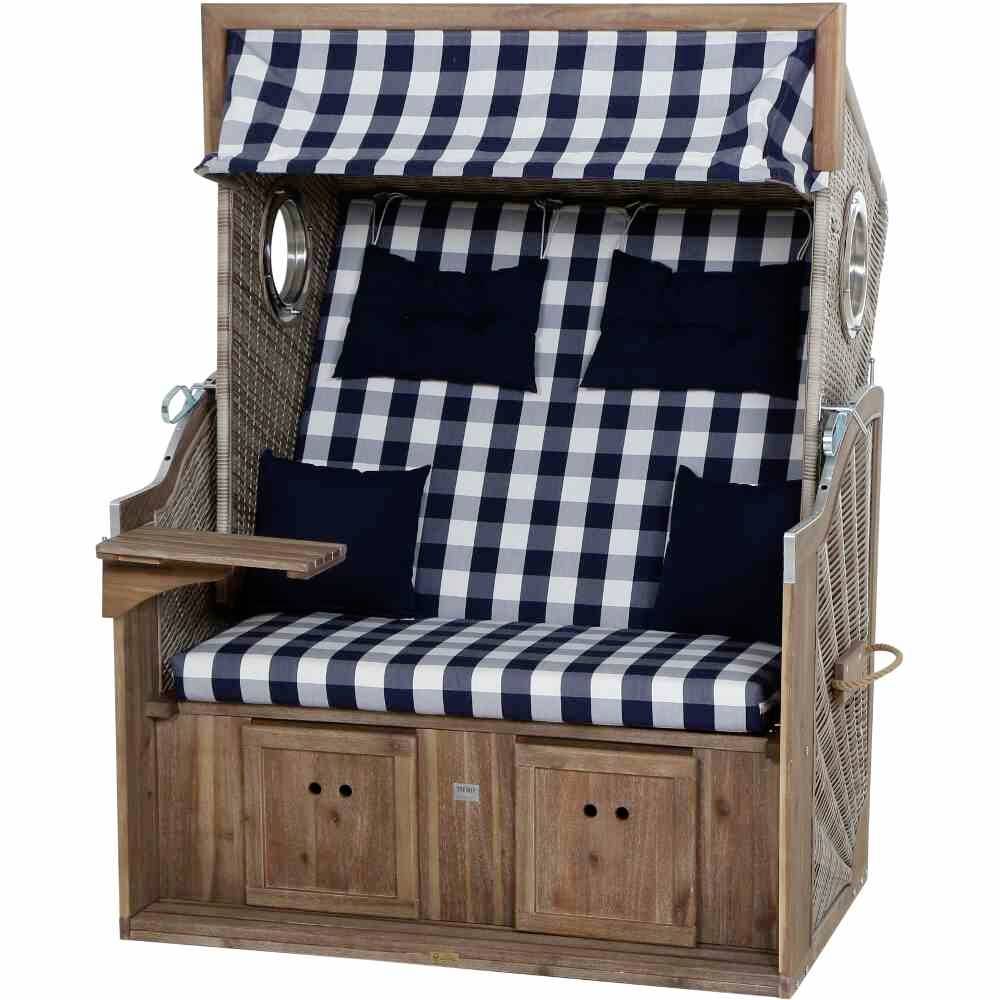 Trendy by deVries 3584274322AF Strandkorb Greenline135+,743 PE antique white, Akazie FSC 100%, mit Bullauge