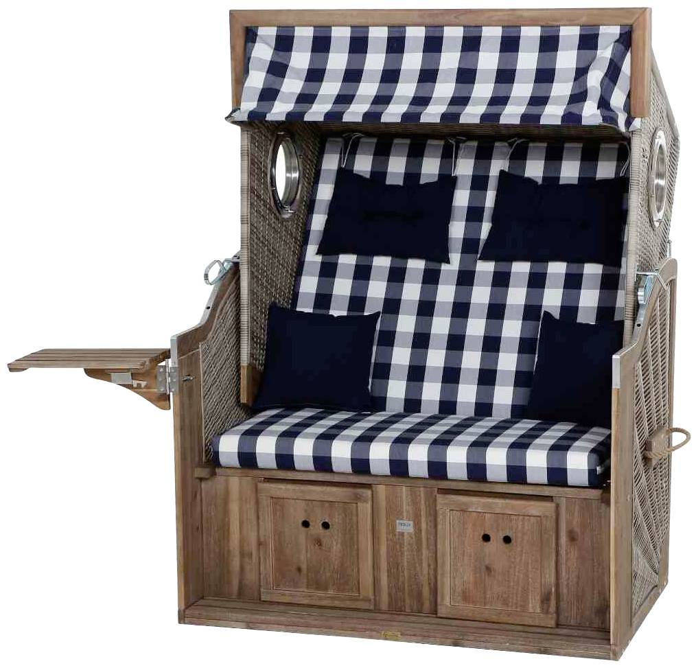 Trendy by deVries 3584274322AF Strandkorb Greenline135+,743 PE antique white, Akazie FSC 100%, mit Bullauge