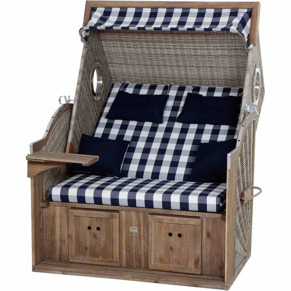 Trendy by deVries 3584274322AF Strandkorb Greenline135+,743 PE antique white, Akazie FSC 100%, mit Bullauge