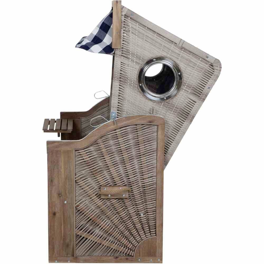 Trendy by deVries 3584274322AF Strandkorb Greenline135+,743 PE antique white, Akazie FSC 100%, mit Bullauge