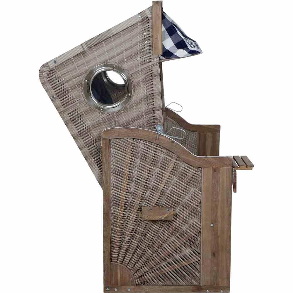 Trendy by deVries 3584274322AF Strandkorb Greenline135+,743 PE antique white, Akazie FSC 100%, mit Bullauge