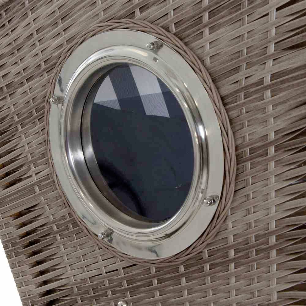 Trendy by deVries 3584274322AF Strandkorb Greenline135+,743 PE antique white, Akazie FSC 100%, mit Bullauge