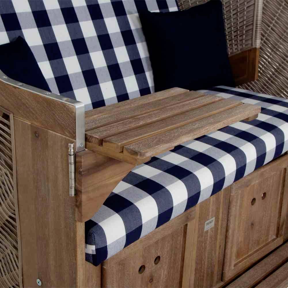 Trendy by deVries 3584274322AF Strandkorb Greenline135+,743 PE antique white, Akazie FSC 100%, mit Bullauge