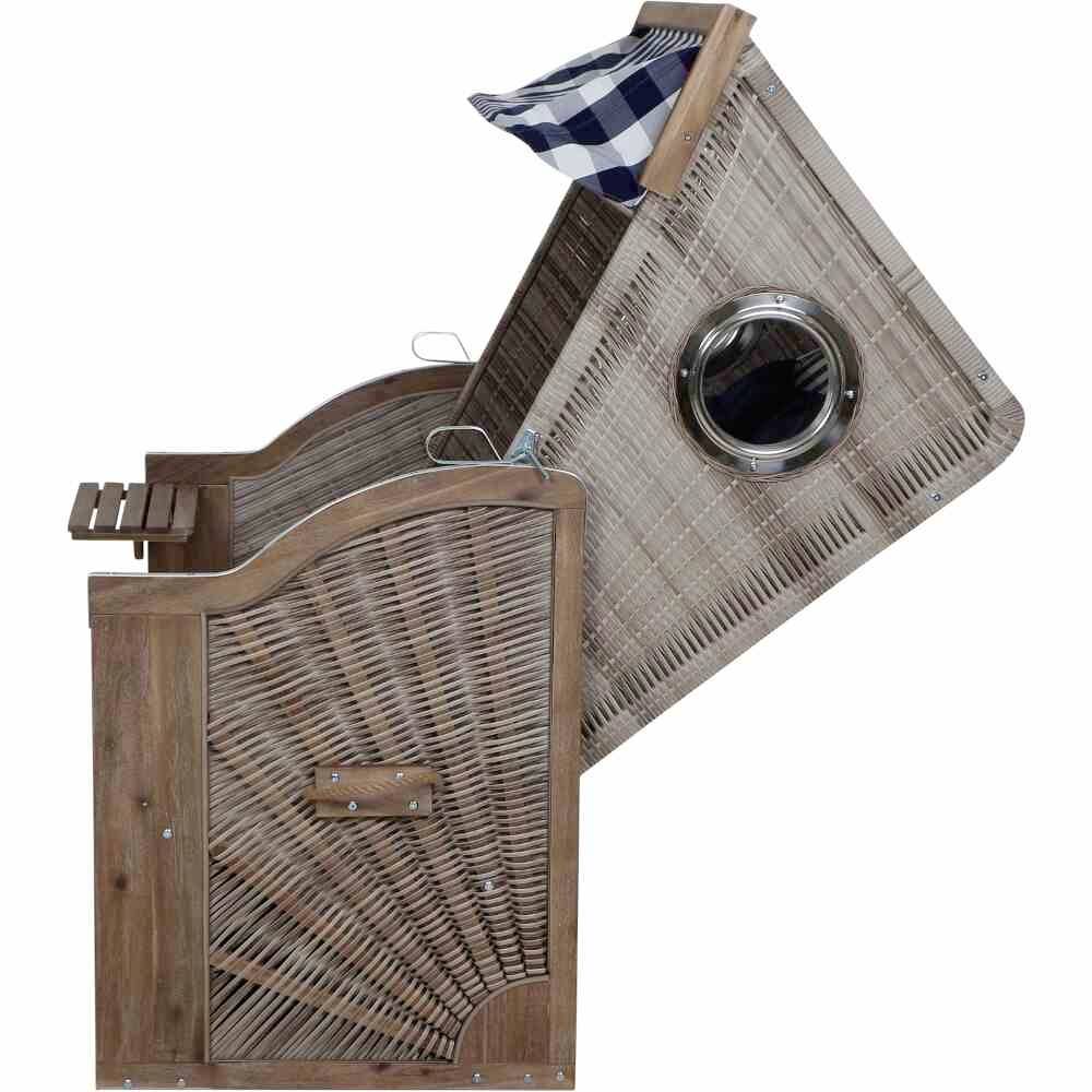 Trendy by deVries 3584274322AF Strandkorb Greenline135+,743 PE antique white, Akazie FSC 100%, mit Bullauge