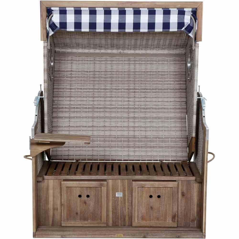 Trendy by deVries 3584274322AF Strandkorb Greenline135+,743 PE antique white, Akazie FSC 100%, mit Bullauge