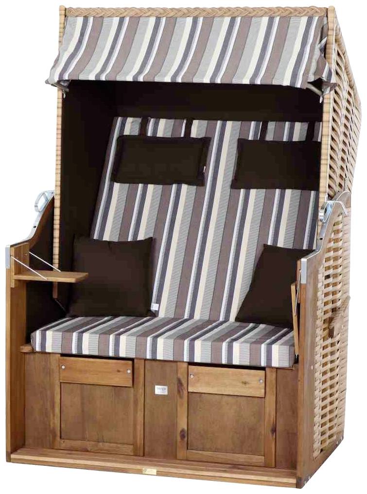 Trendy by deVries 2563274120AF Strandkorb Trend 10+, Stoff 741 PE natur, Akazie FSC 100%