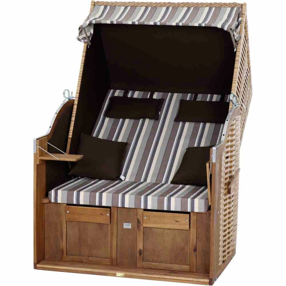 Trendy by deVries 2563274120AF Strandkorb Trend 10+, Stoff 741 PE natur, Akazie FSC 100%