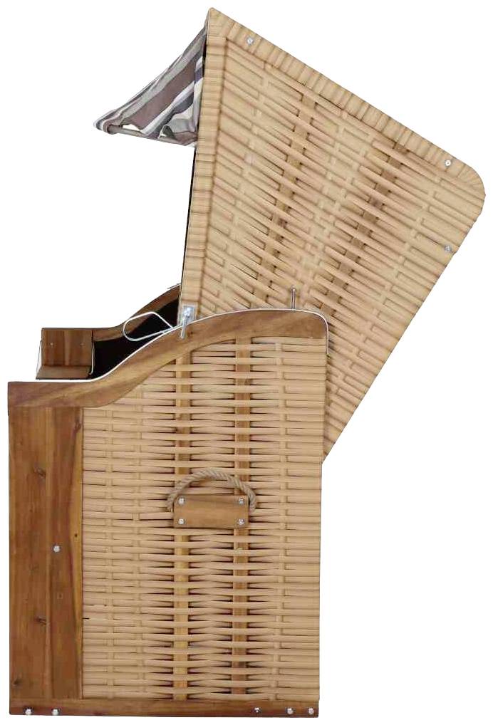 Trendy by deVries 2563274120AF Strandkorb Trend 10+, Stoff 741 PE natur, Akazie FSC 100%