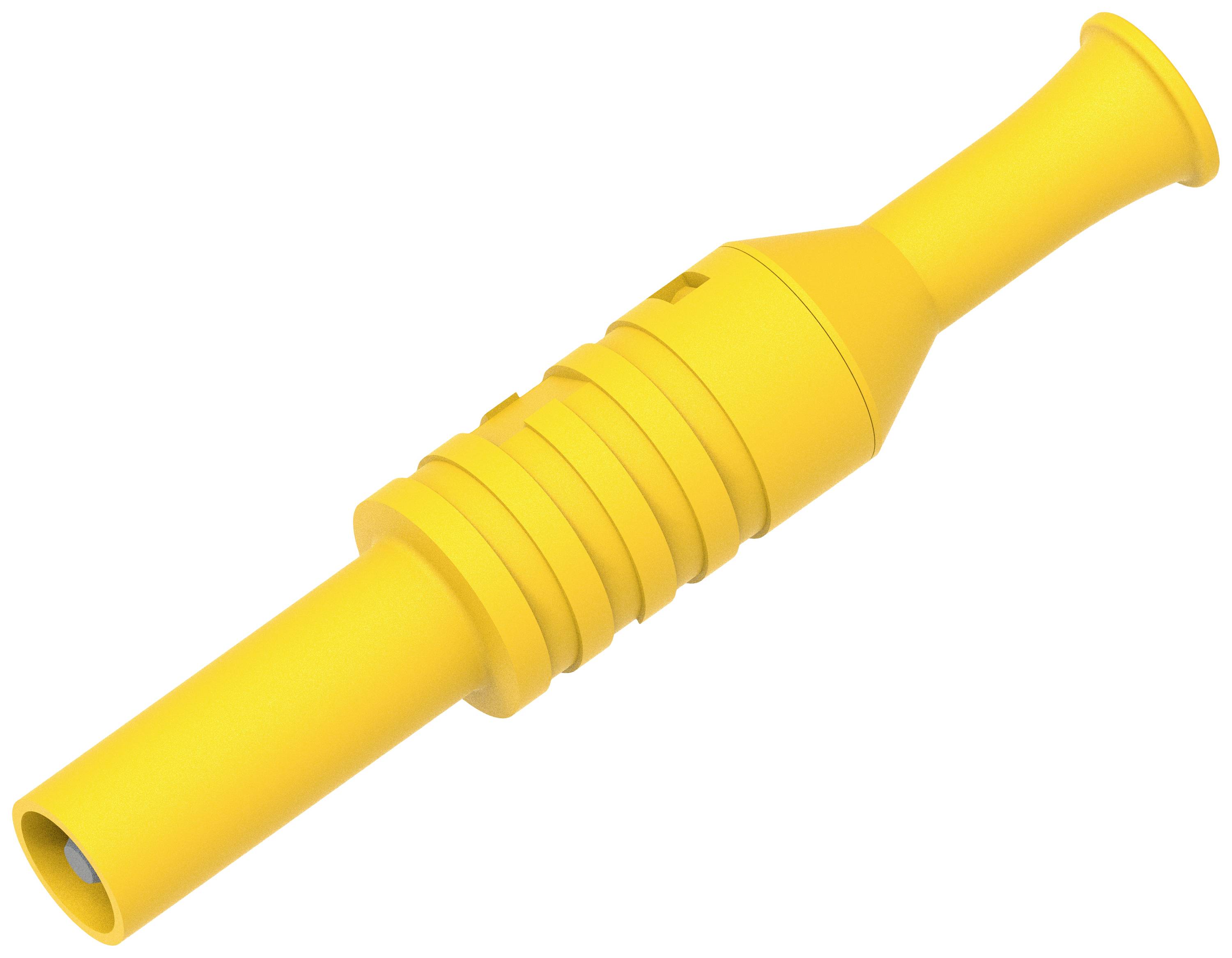 Ein gelbes Kunststoffinstrument, das eine Vuvuzela ist, oft bei Sportveranstaltungen benutzt wird, um laute Töne zu erzeugen.