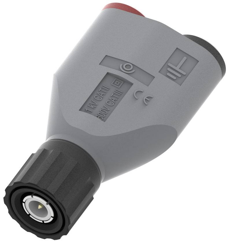 Ein grauer Schnellkupplungsstecker mit schwarzer Griffklaue und CE-Kennzeichnung, zeigt den maximalen Druck von 200 bar an.