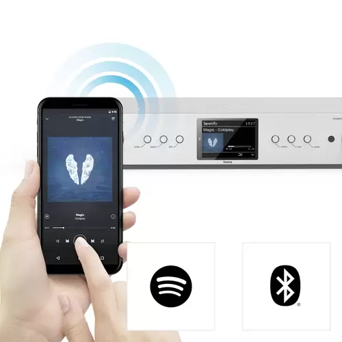 Hama DIT2105SBTX Tischradio Internet, DAB+, DAB, FM Bluetooth®, USB, WLAN, Internetradio Silber Hama DIT2105SBTX Tischradio Internet, DAB+, DAB, FM Bluetooth®, USB, WLAN, Internetradio Silber