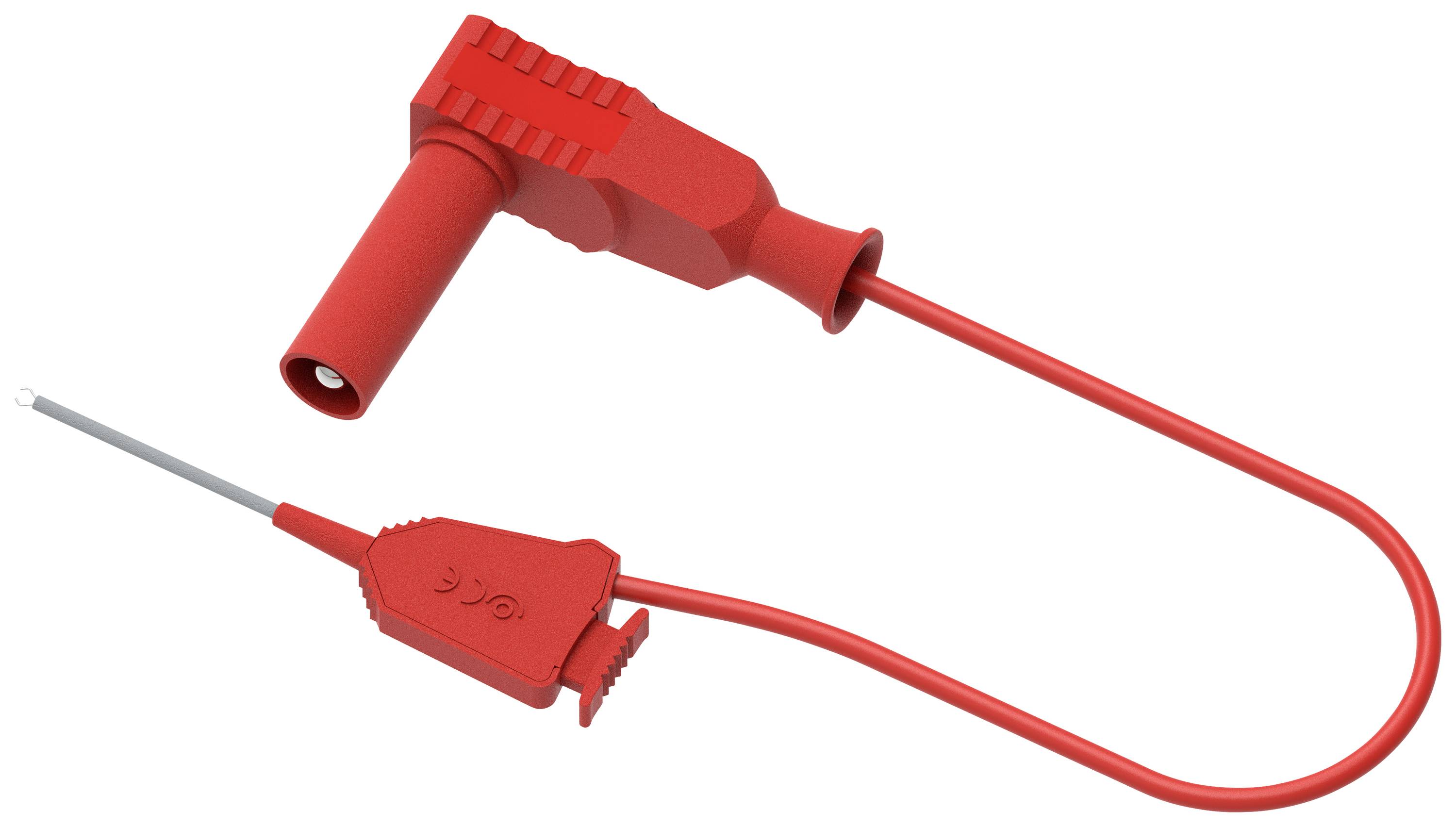 Rotes Multimeter-Prüfkabel mit offenem Ende und isoliertem Griff, geeignet für elektrische Messungen und Tests.