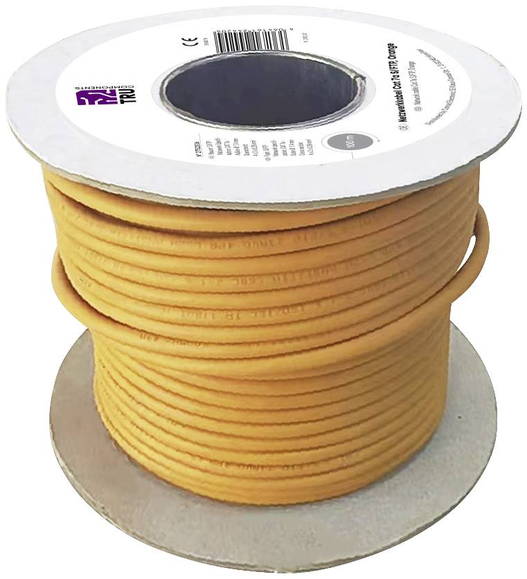 TRU COMPONENTS Netzwerkkabel CAT 7a S/FTP 4 x 2 x 0.26mm² CPR-Dca zertifiziert Orange 100m