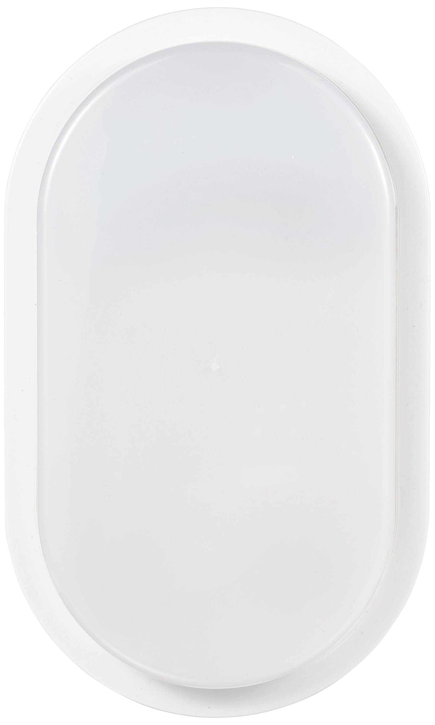 Ein ovales, weißes LED-Licht mit abgeblendeter Abdeckung.