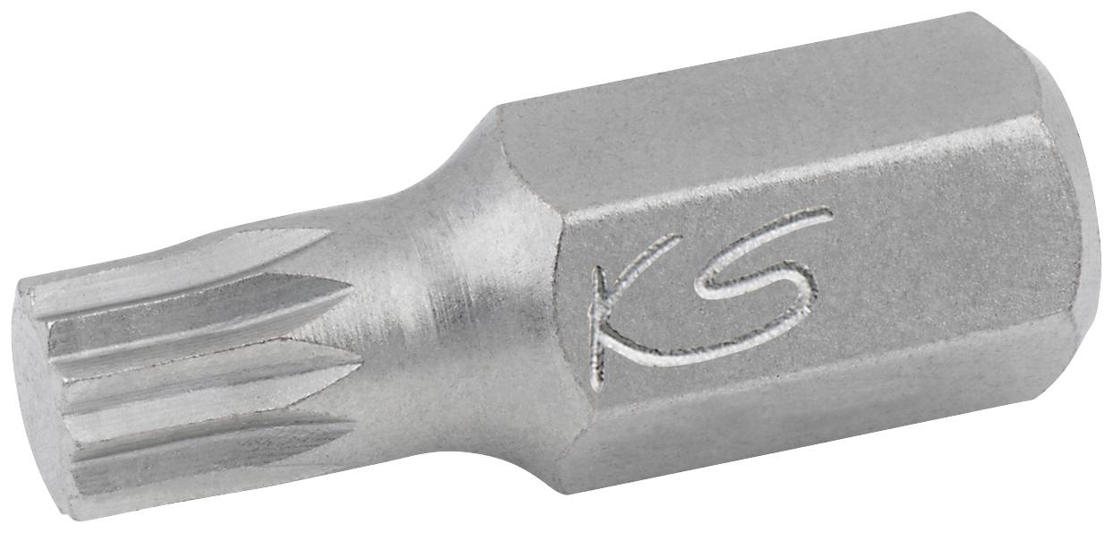 Sechskant-Steckschlüssel-Bit mit Torx-Profil und Gravur 'KS' auf der Seite.