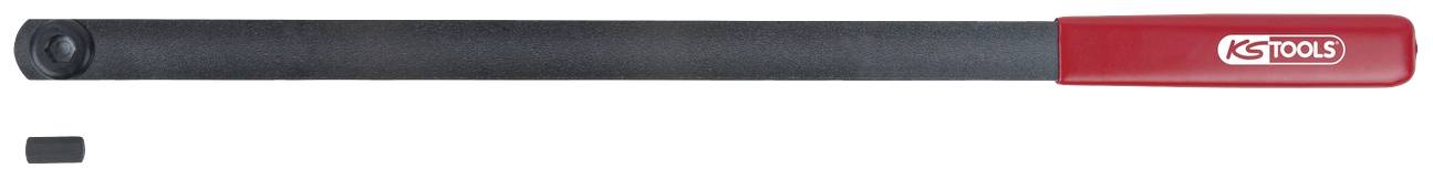 Ein langer Hebelarm mit rotem Griff, daneben ein kleiner schwarzer Aufsatz.