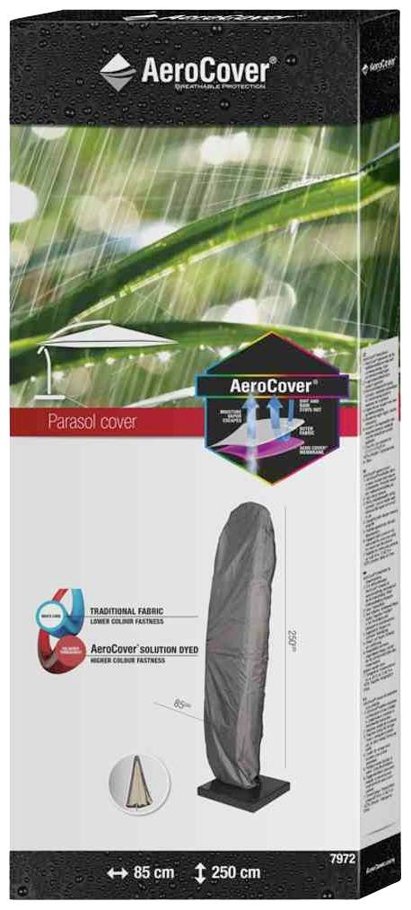 AeroCover 7972 Atmungsaktive Schutzhülle für Ampelschirme H250x85 cm, Ø 3, 5m für Schirme mit gebogenem Standrohr