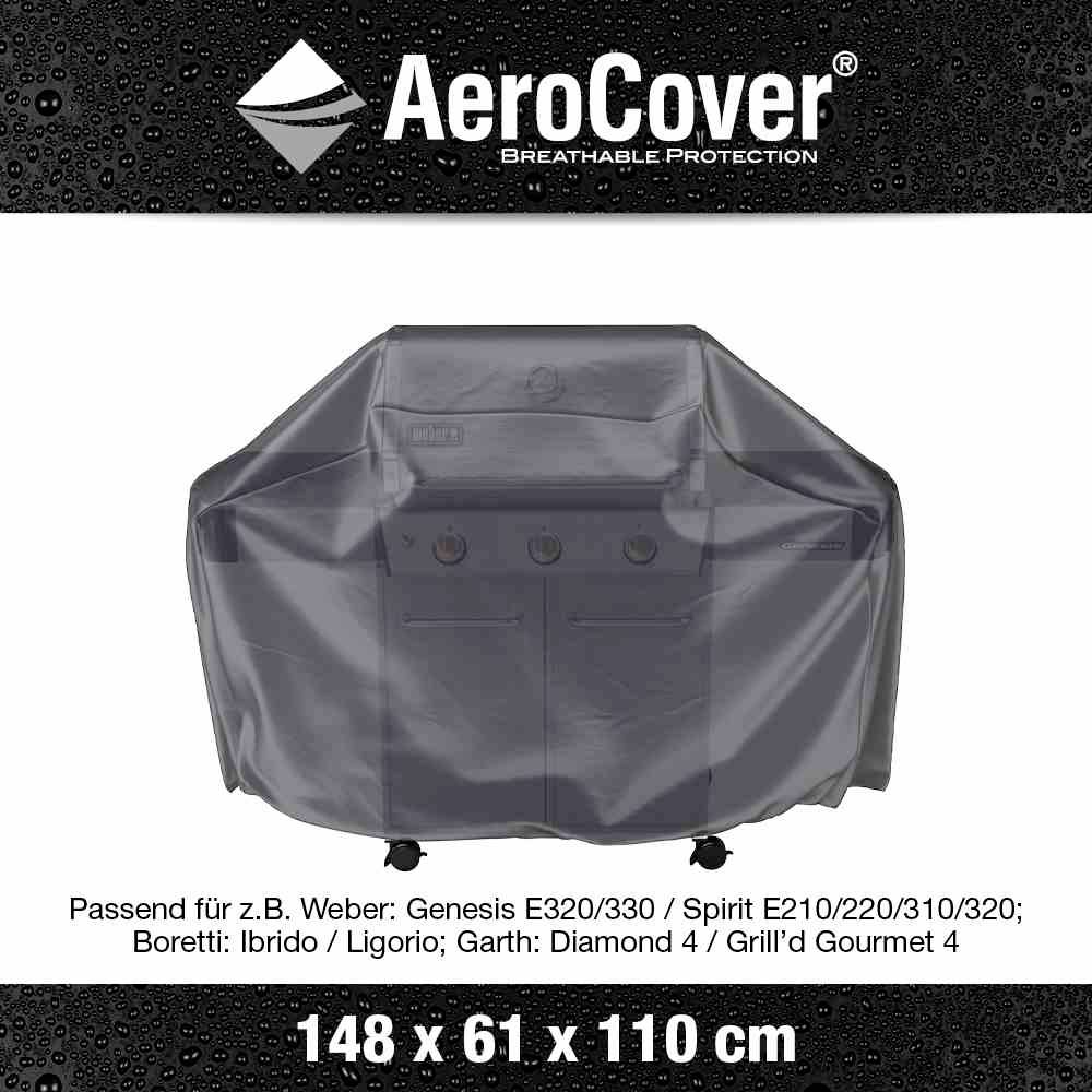 AeroCover 7854 Atmungsaktive Schutzhülle für Grillgeräte 148x61xH110cm für Gasgrillgeräte, Größe L