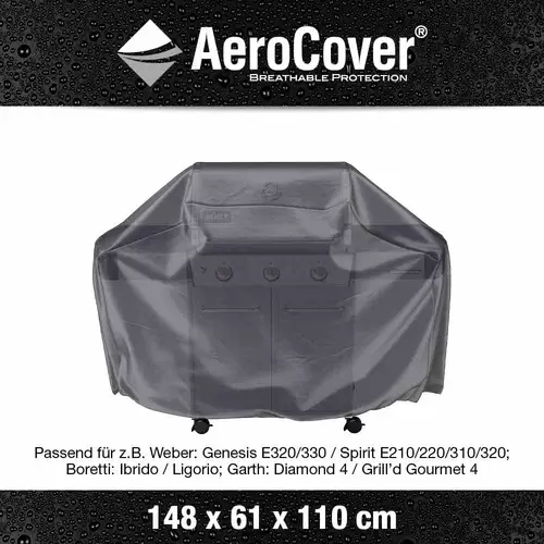 AeroCover 7854 Atmungsaktive Schutzhülle für Grillgeräte 148x61xH110cm für Gasgrillgeräte, Größe L AeroCover 7854 Atmungsaktive Schutzhülle für Grillgeräte 148x61xH110cm für Gasgrillgeräte, Größe L