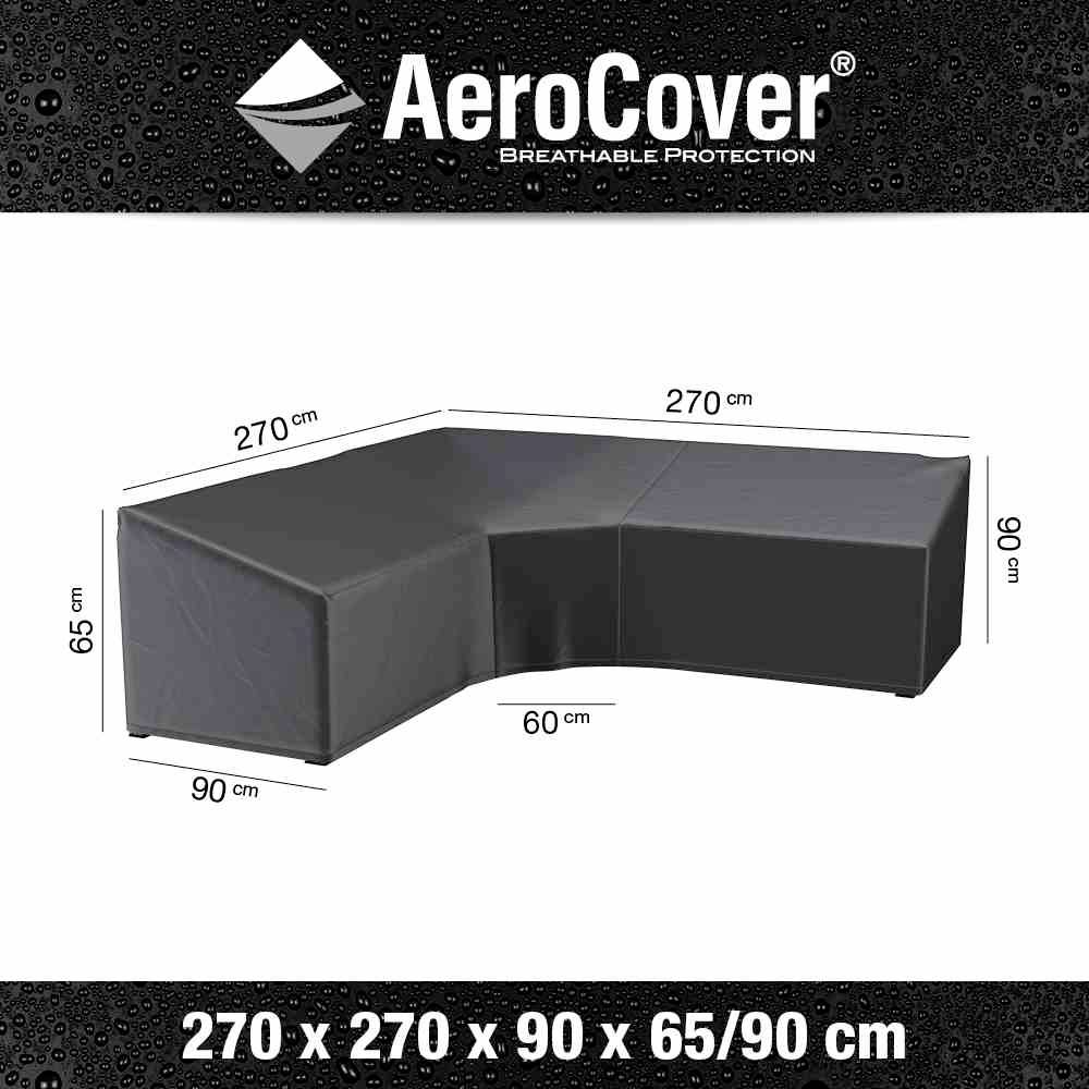 AeroCover 7956 Atmungsaktive Schutzhülle für L-förmige Lounge-Sets 270x270x90xH65/90cm