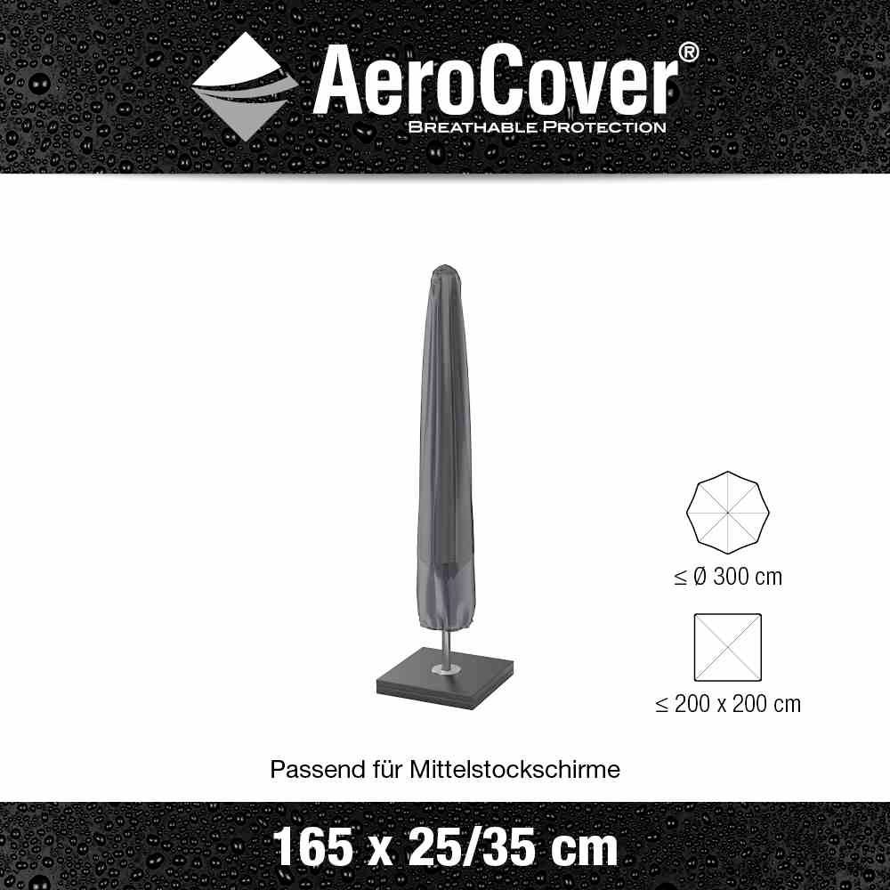 AeroCover 7982 Atmungsaktive Schutzhülle für Mittelstockschirme H165xB25/35cm für Schirme bis Ø 3 Meter, oder 2,25x2,25 Meter