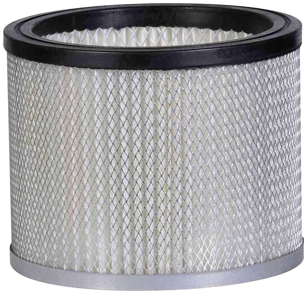 Ein zylinderförmiger Luftfilter mit Metallgitter und schwarzem Rand, verwendet zur Reinigung der Luft in Maschinen oder Fahrzeugen.