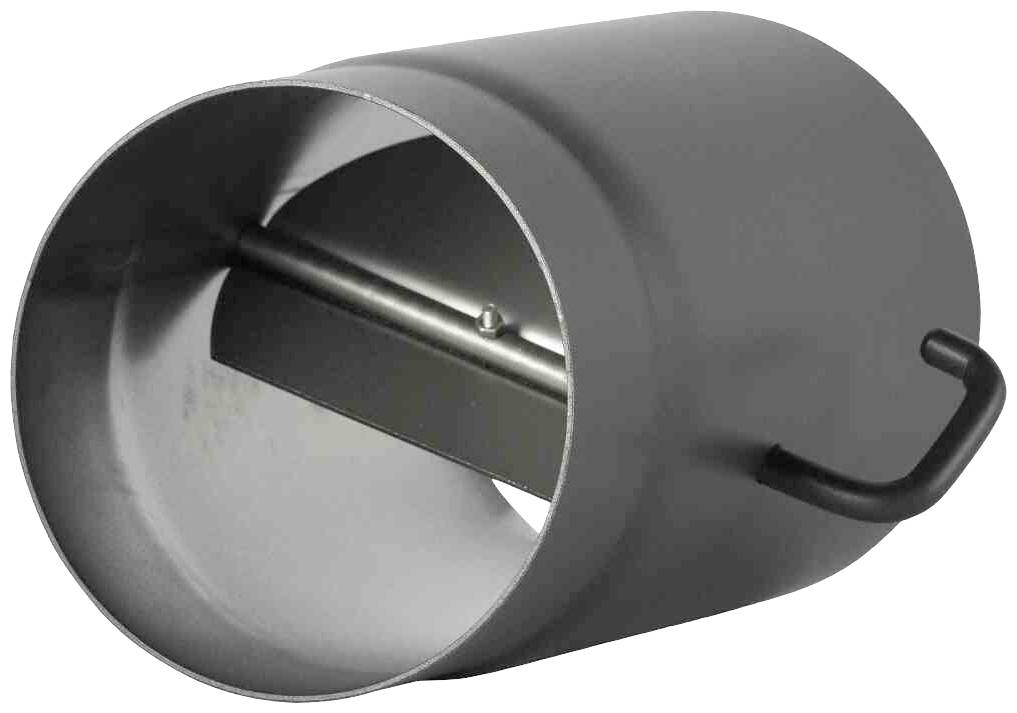 Metallrohr mit Griff und Klappverschluss, möglicherweise ein Teil eines Lüftungssystems.