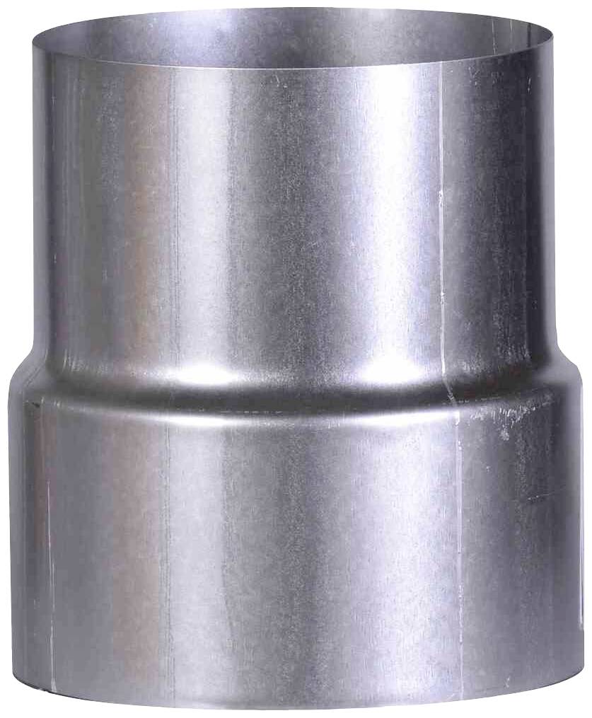 Ein glattes metallisches Rohrstück mit einem leichten Anstieg in der Mitte, das für Lüftungs- oder Rohrleitungssysteme verwendet wird.