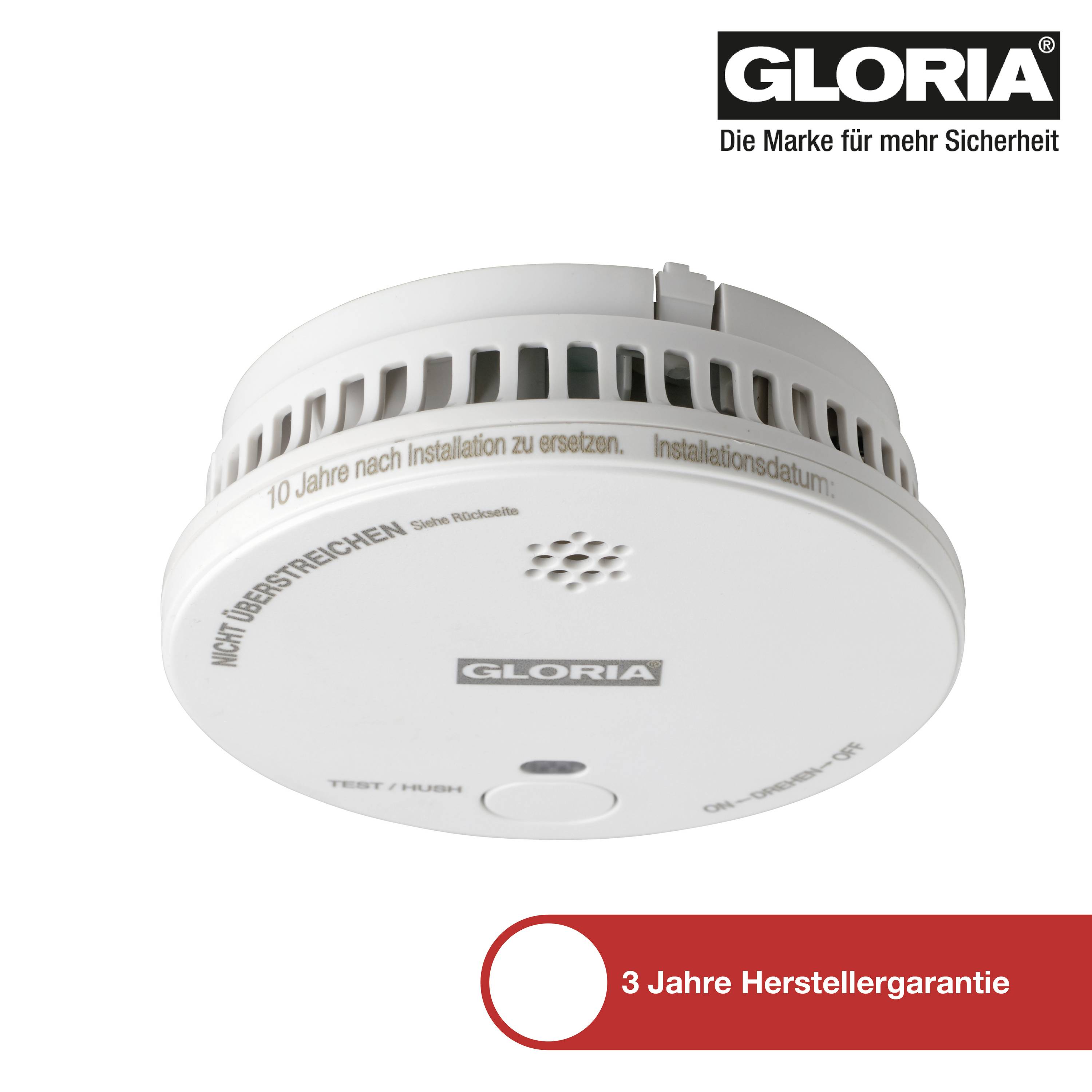 Gloria R1 Rauchwarnmelder batteriebetrieben (Ø x H) 100mm x 33mm