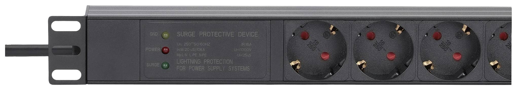 Intellinet 715140 19 Zoll Netzwerkschrank-Steckdosenleiste 1 HE Schutzkontaktsteckdose Schwarz