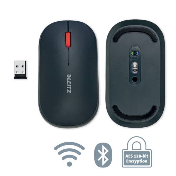 Leitz Cosy Maus Bluetooth® Optisch Grau 3 Tasten 4000 dpi Integriertes Scrollrad