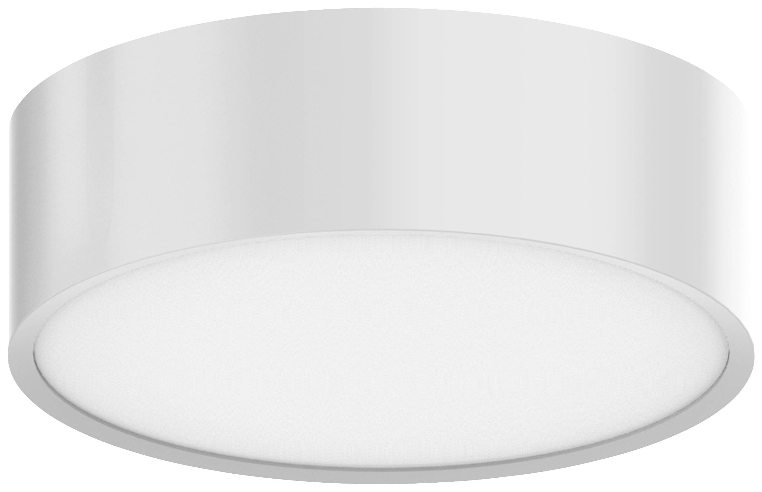 Runde, weiße Deckenleuchte mit schlichtem, modernem Design. Eignet sich für minimale und helle Innenräume.