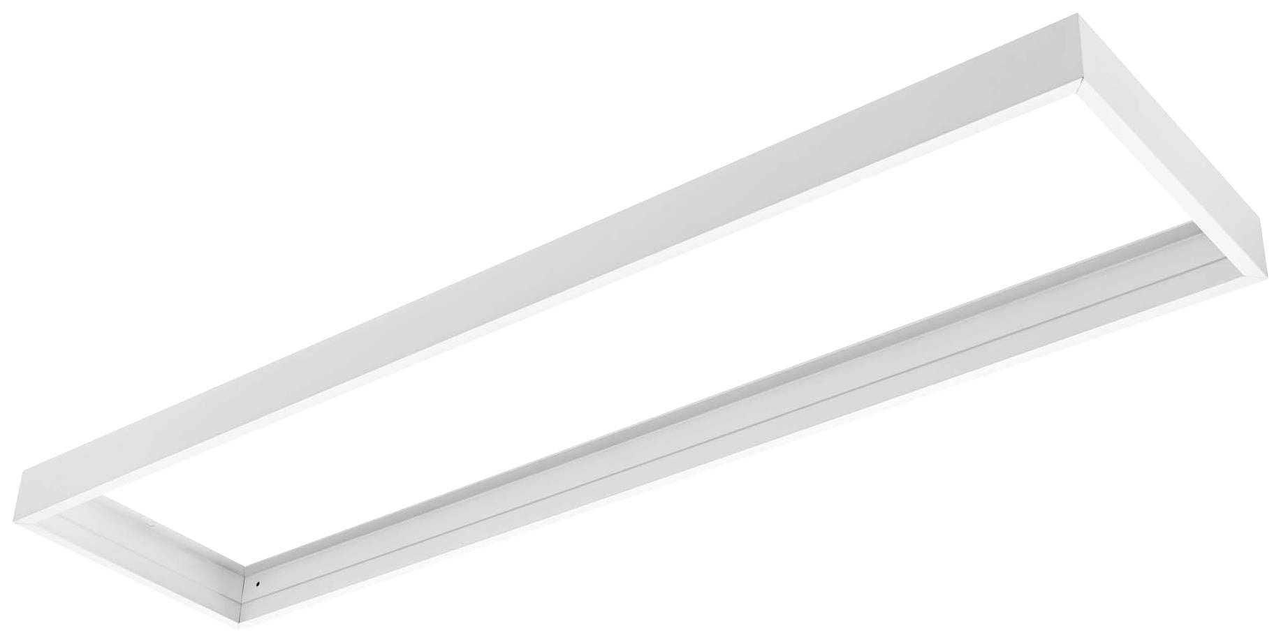 Rechteckige weiße LED-Deckenleuchte in schlichtem Design. Ideal zur Beleuchtung von Büros oder modernen Wohnräumen.