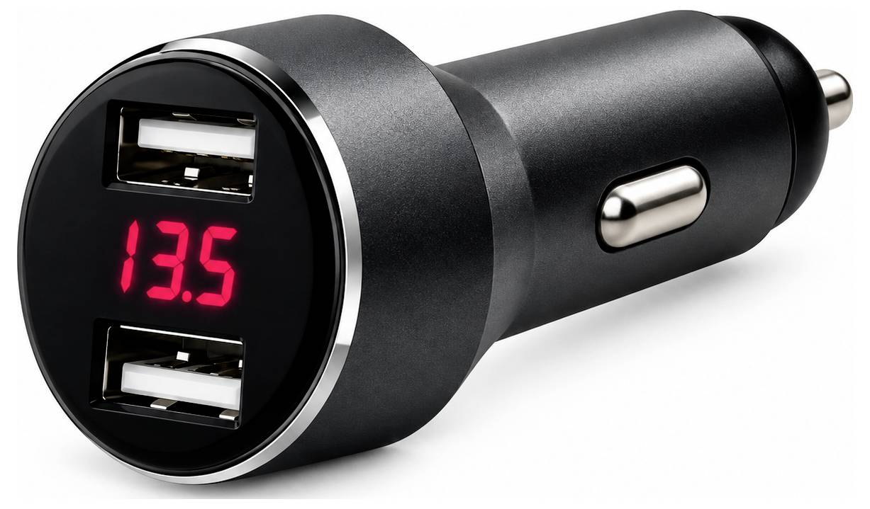 IWH USB-Ladegerät DUAL mit Spannungsanzeige Belastbarkeit Strom max.=4800mA 12 oder 24 V/DC