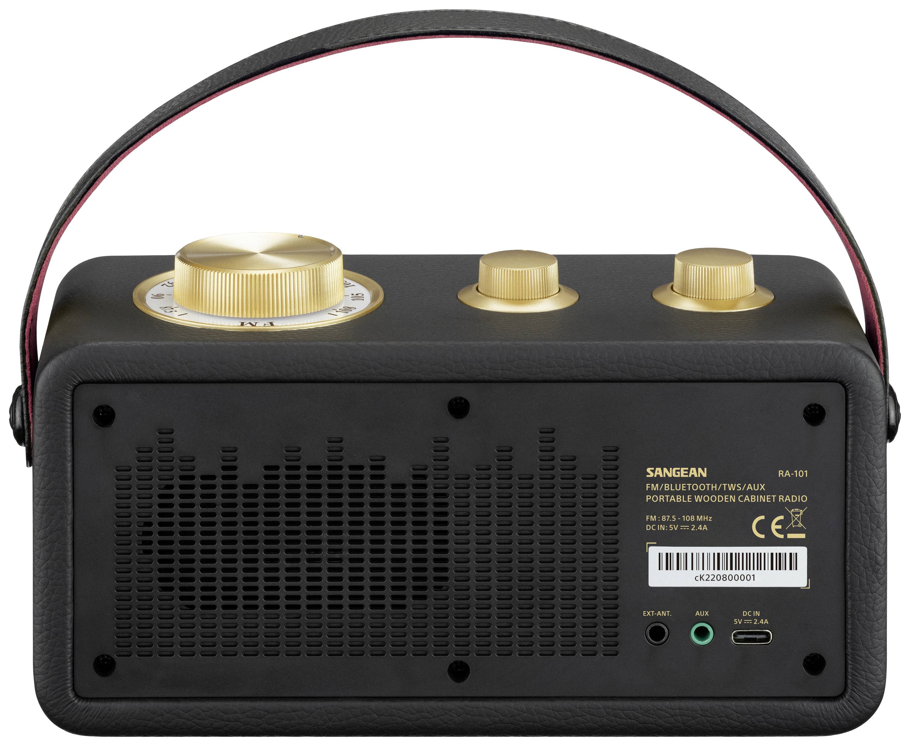 Sangean RA-101 Akku-Radio FM Bluetooth®, AUX wiederaufladbar Schwarz, Gold