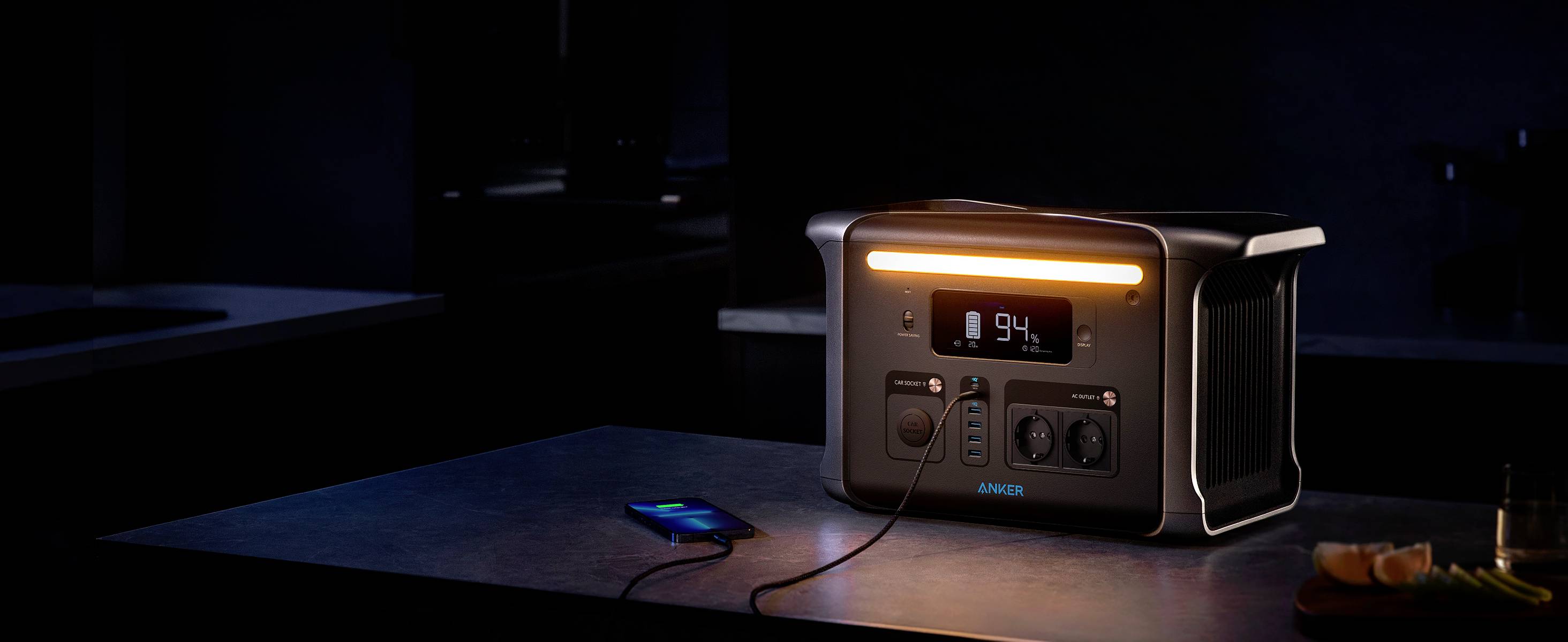 Anker 757 PowerHouse Powerstation 384Ah LiFePO 4 Schwarz LED Taschenlampe, mit Laderegler