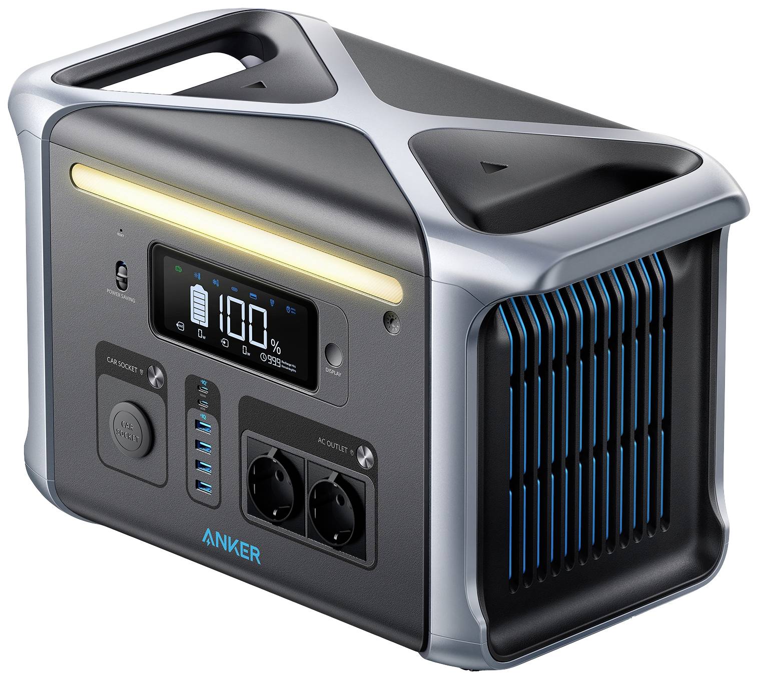 Anker 757 PowerHouse Powerstation 384Ah LiFePO 4 Schwarz LED Taschenlampe, mit Laderegler