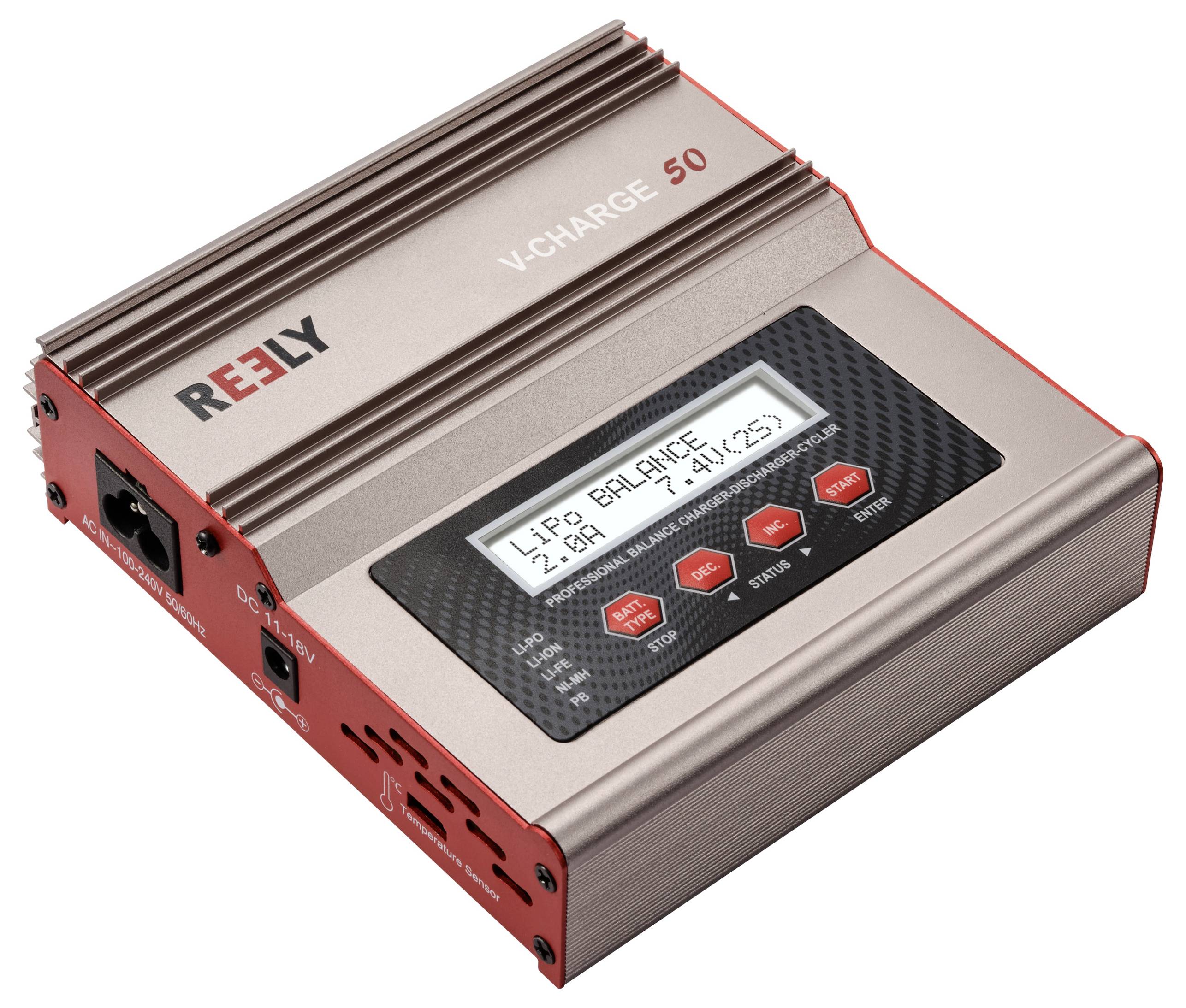 Reely V-Charge 50 Modellbau-Multifunktionsladegerät 12 V, 230V 7A LiIon, LiFePO, LiPo, NiCd, NiMH, Blei
